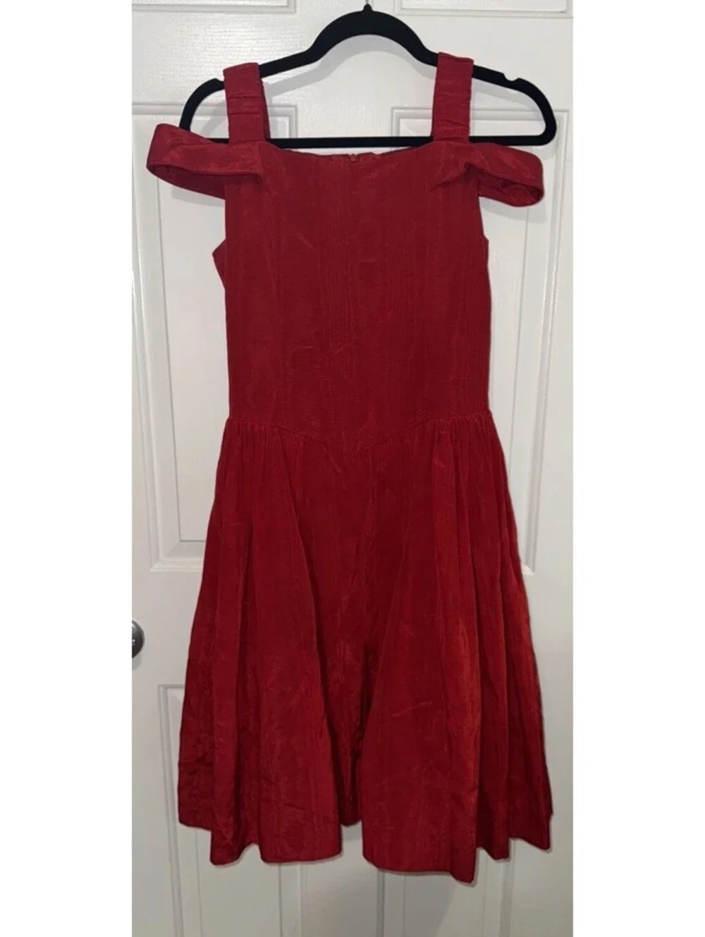 Maria Casero Vintage Girl Dress Size 12 Preteen Red Moire fabric